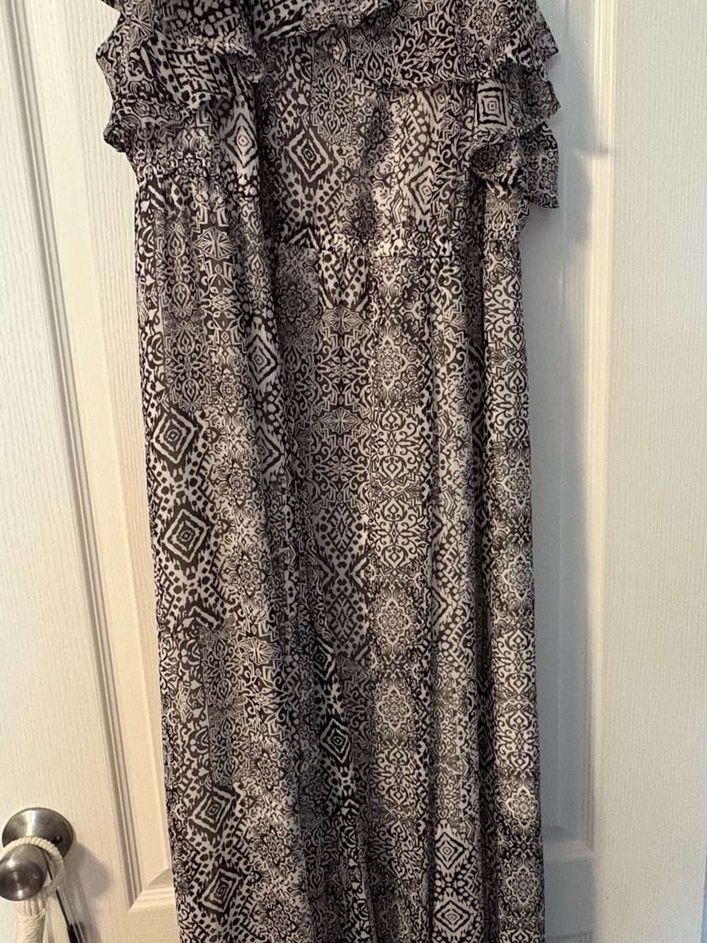 torrid Black and White Printed Ruffle Maxi Dress